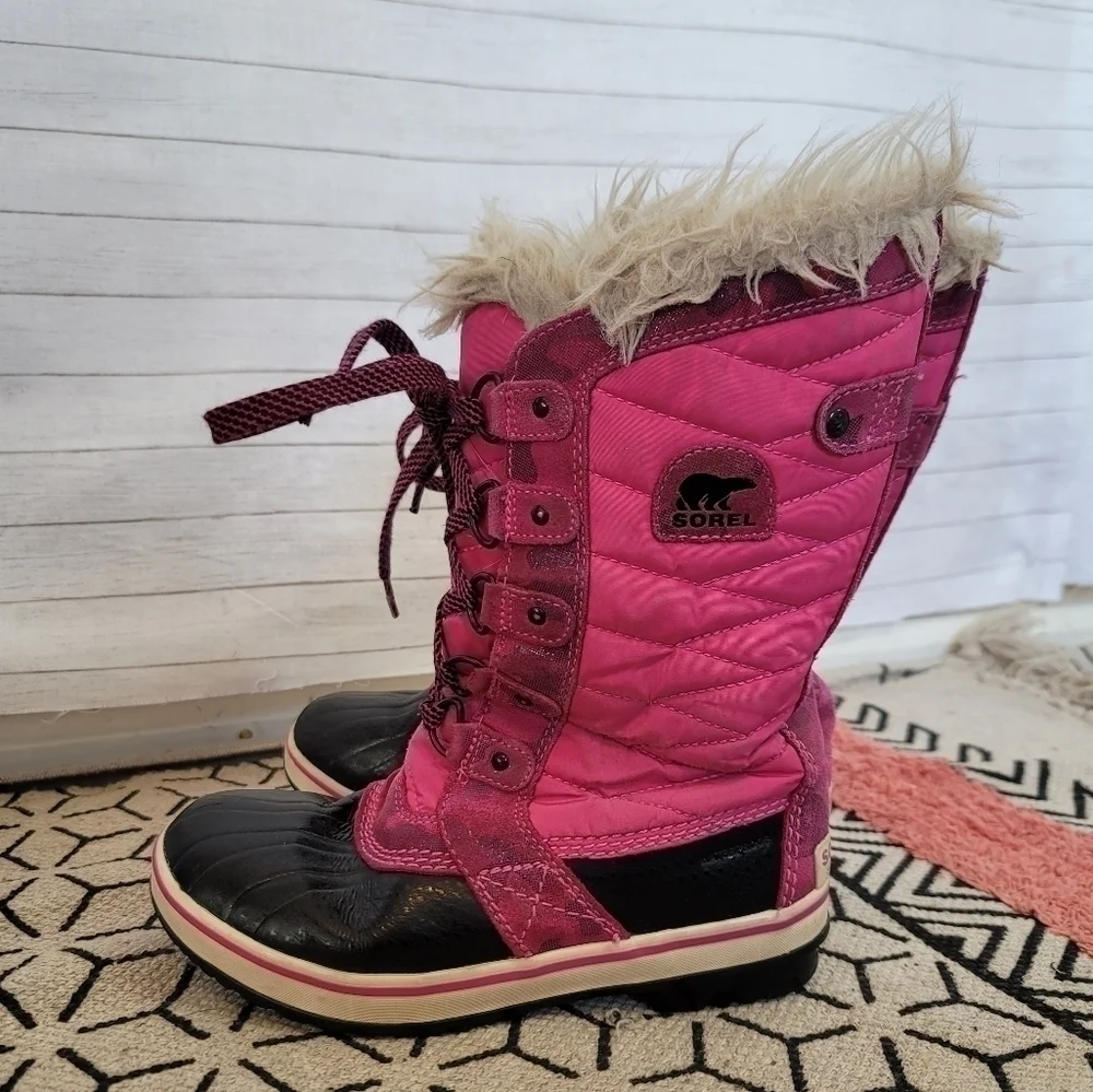 SOREL TOFINO PINK CAMO WATERPROOF SNOW BOOTS, SZ 3
